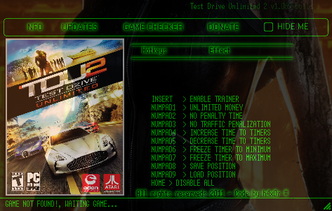 Test Drive Unlimited 1.45 Trainer